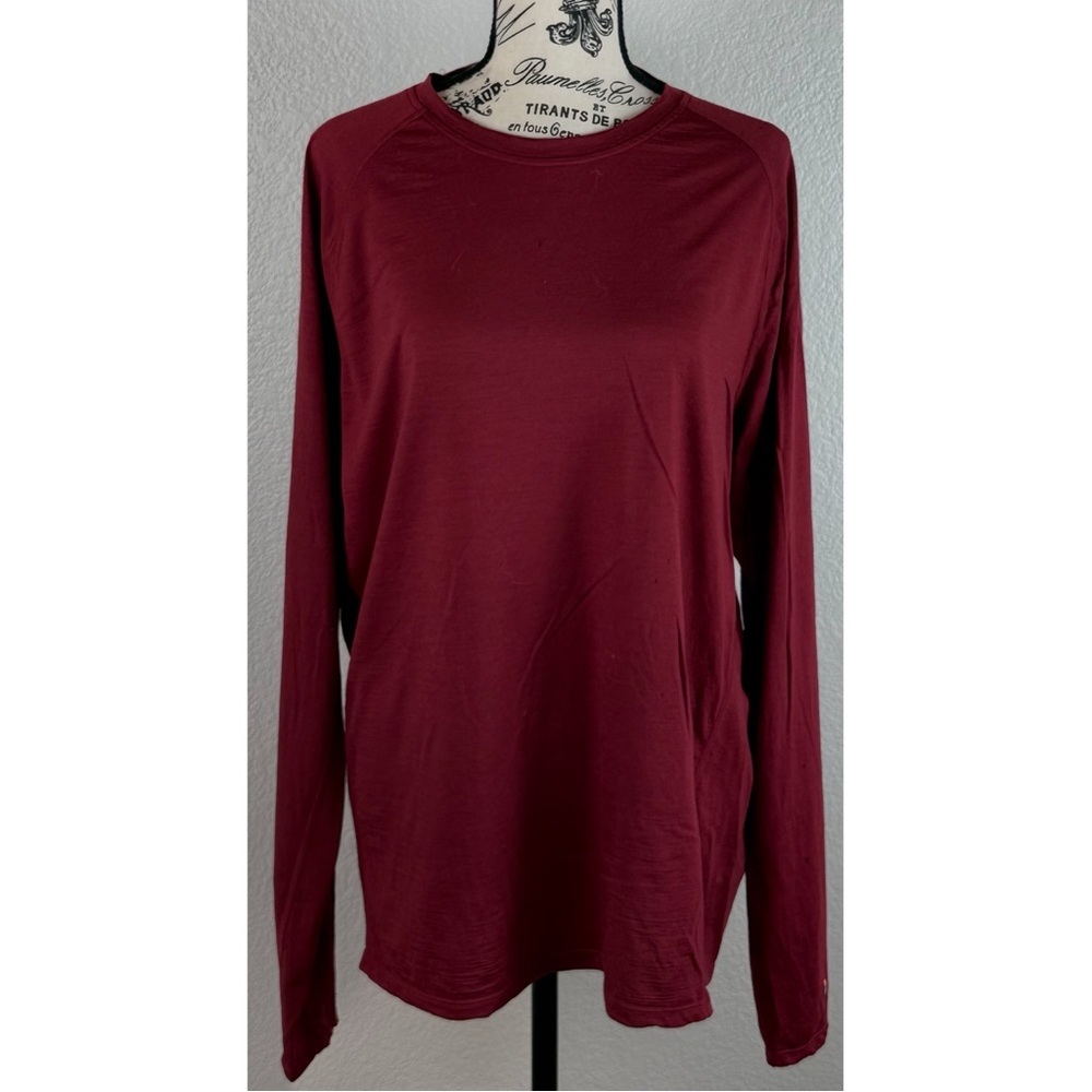 Smartwool Men's Maroon Merino Wool Blend Longsleeve Baselayer Top FLAWED Large